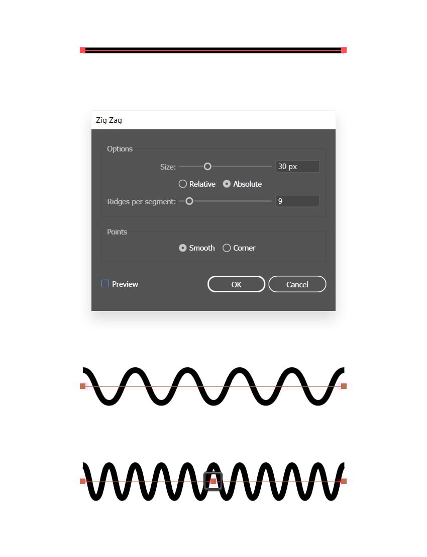 hiệu ứng zig zag đường lượn sóng