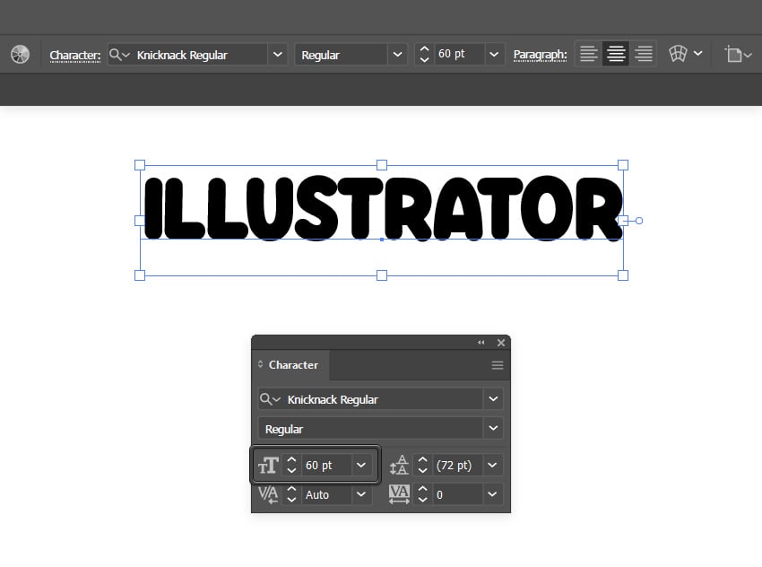 bảng ký tự kích thước phông chữ