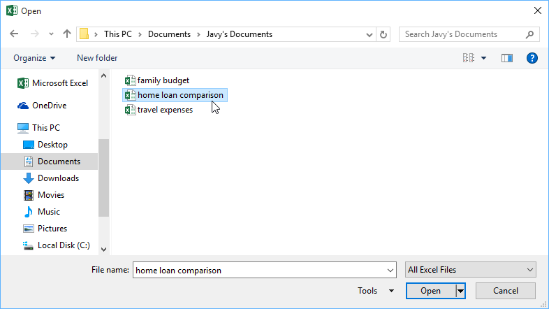 hộp thoại Open sẽ xuất hiện