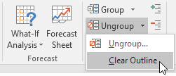 Xóa Outline trong menu Ungroup trên tab Data