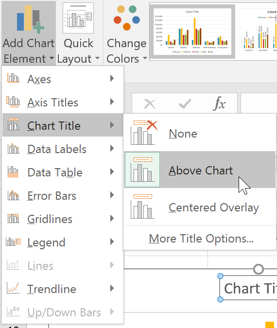 Chọn lệnh Add Chart Element từ tab Design