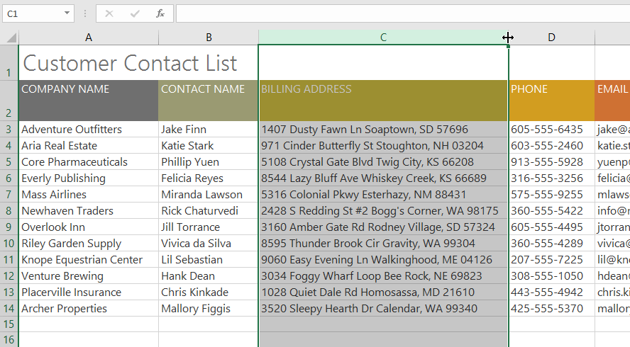 chiều rộng cột autofit