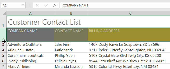 di chuột qua một hàng
