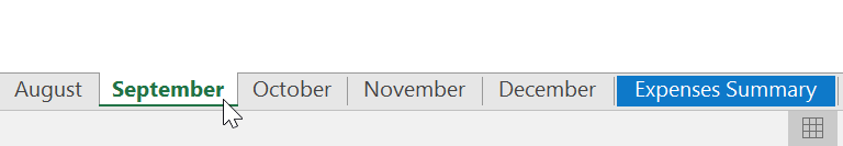 chọn trang tính đầu tiên trong một nhóm