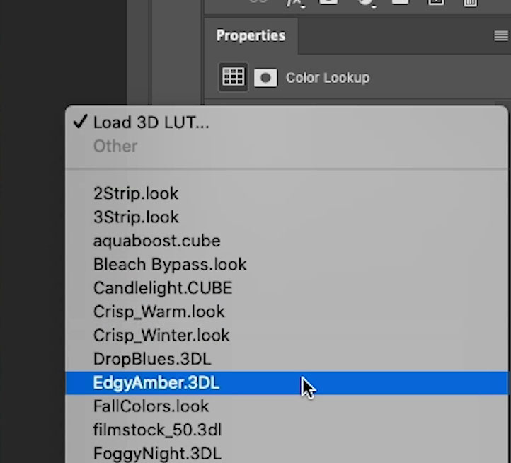 chọn một lut mặc định