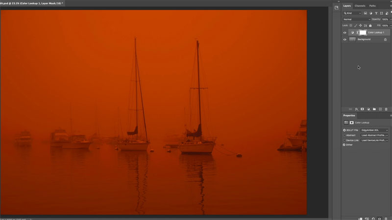 Edgy LUT trên một bức ảnh trong Photoshop